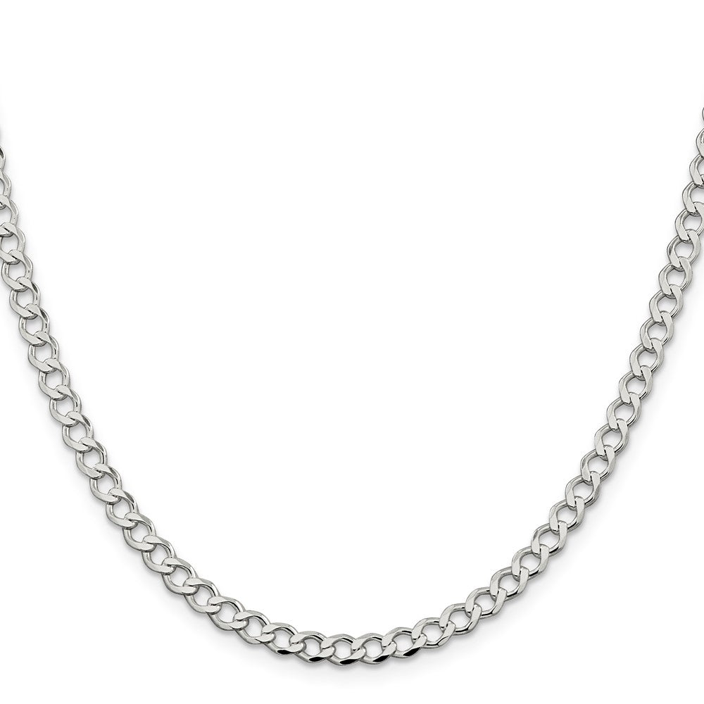 22 Inch Sterling Silver 4.5mm Semi-Solid Flat Curb Chain Necklace
