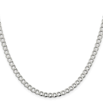 22 Inch Sterling Silver 4.5mm Semi-Solid Flat Curb Chain Necklace