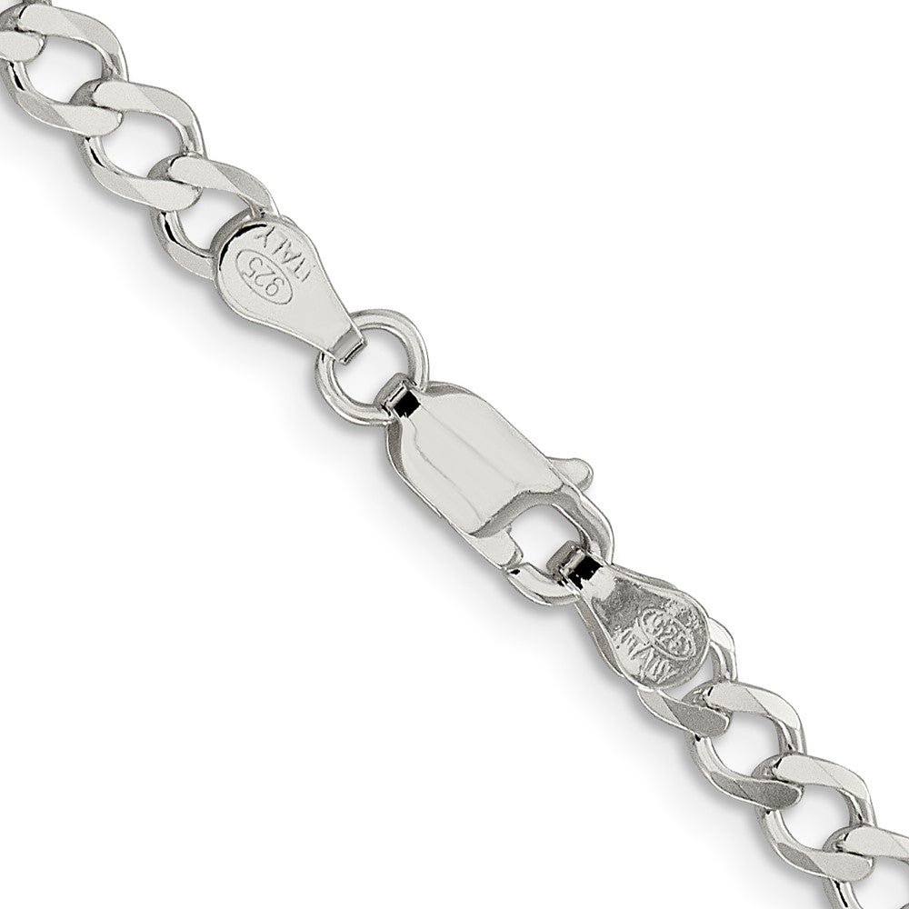22 Inch Sterling Silver 4.5mm Semi-Solid Flat Curb Chain Necklace