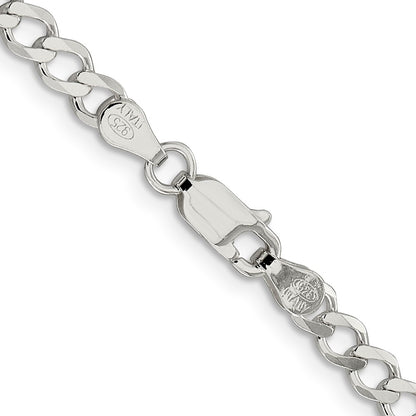 22 Inch Sterling Silver 4.5mm Semi-Solid Flat Curb Chain Necklace