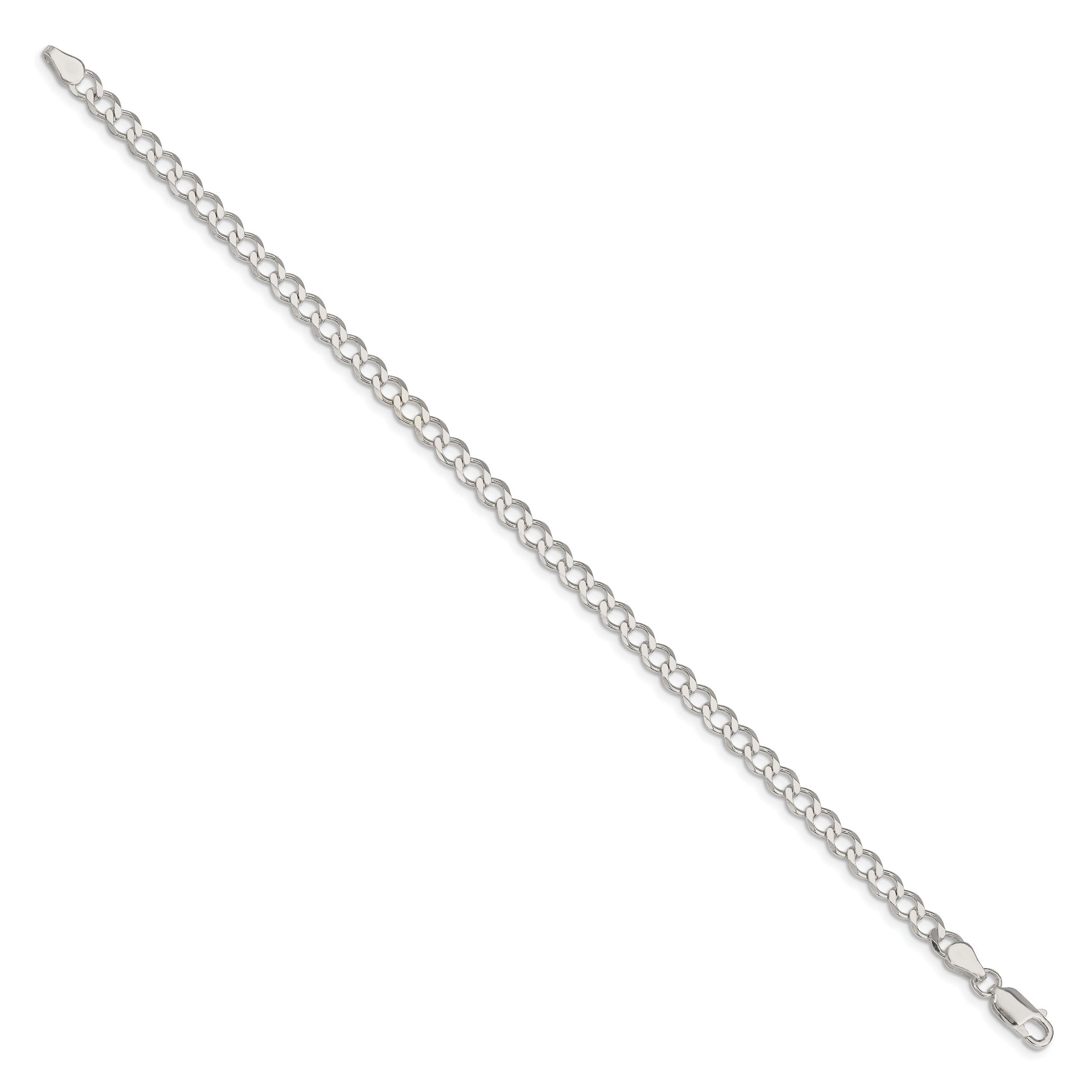 7 Inch Sterling Silver 4.5mm Semi-Solid Flat Curb Chain