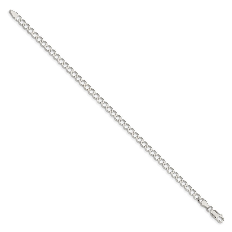 8 Inch Sterling Silver 4.5mm Semi-Solid Flat Curb Chain Bracelet