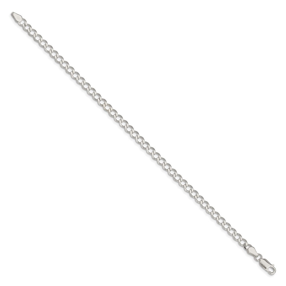 7 Inch Sterling Silver 4.5mm Semi-Solid Flat Curb Chain Bracelet