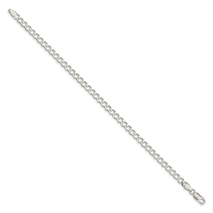 7 Inch Sterling Silver 4.5mm Semi-Solid Flat Curb Chain Bracelet