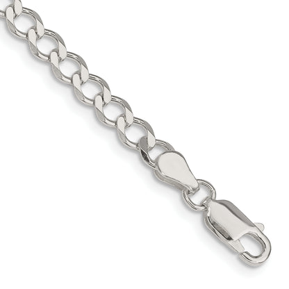7 Inch Sterling Silver 4.5mm Semi-Solid Flat Curb Chain