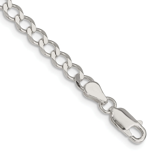 7 Inch Sterling Silver 4.5mm Semi-Solid Flat Curb Chain