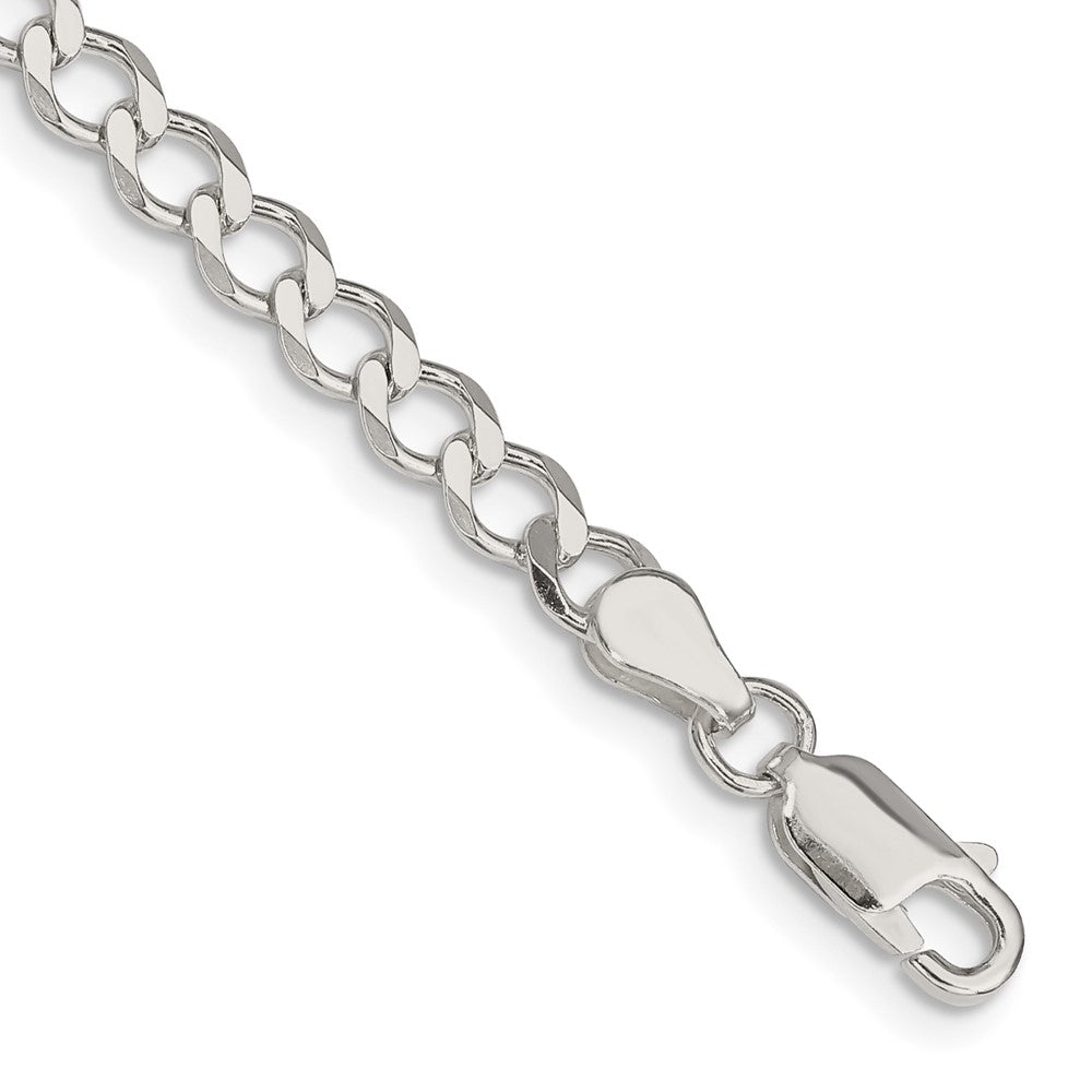 7 Inch Sterling Silver 4.5mm Semi-Solid Flat Curb Chain Bracelet