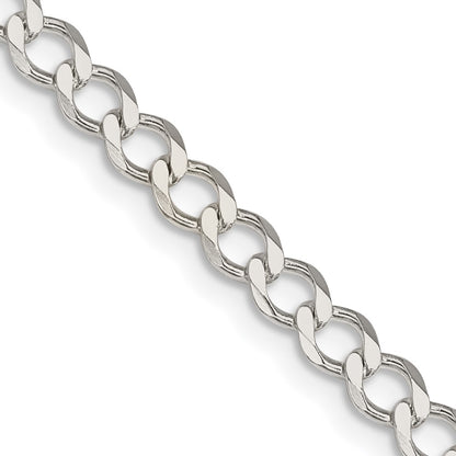 16 Inch Sterling Silver 4.5mm Semi-Solid Flat Curb Chain Necklace