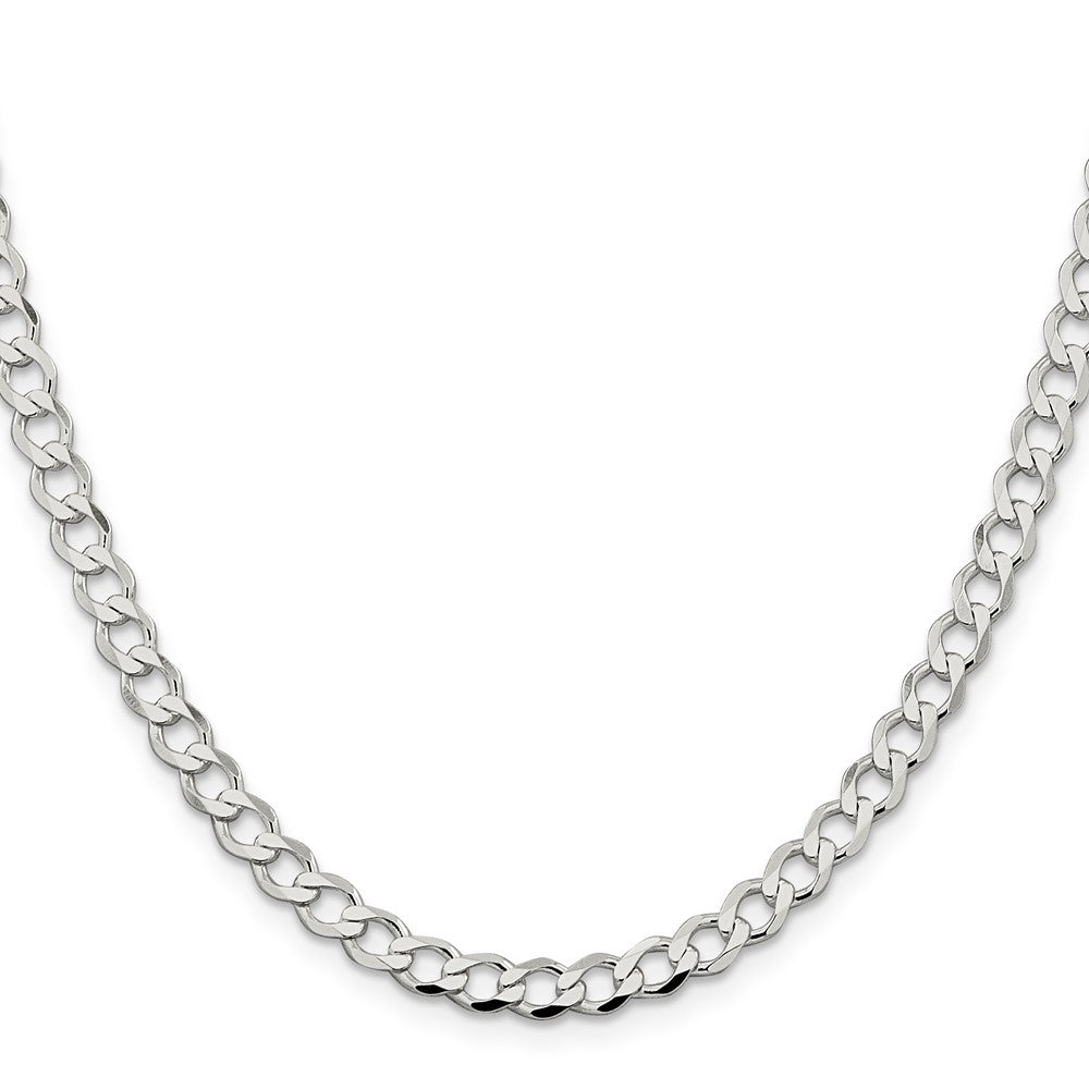 16 Inch Sterling Silver 5.3mm Semi-Solid Flat Curb Chain Necklace