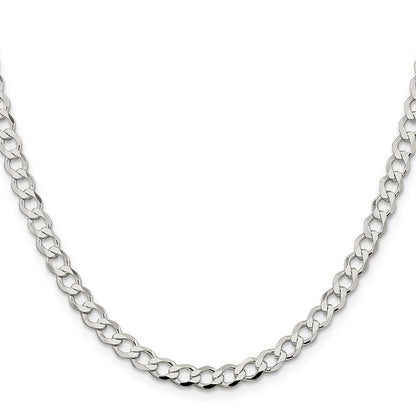 16 Inch Sterling Silver 5.3mm Semi-Solid Flat Curb Chain Necklace