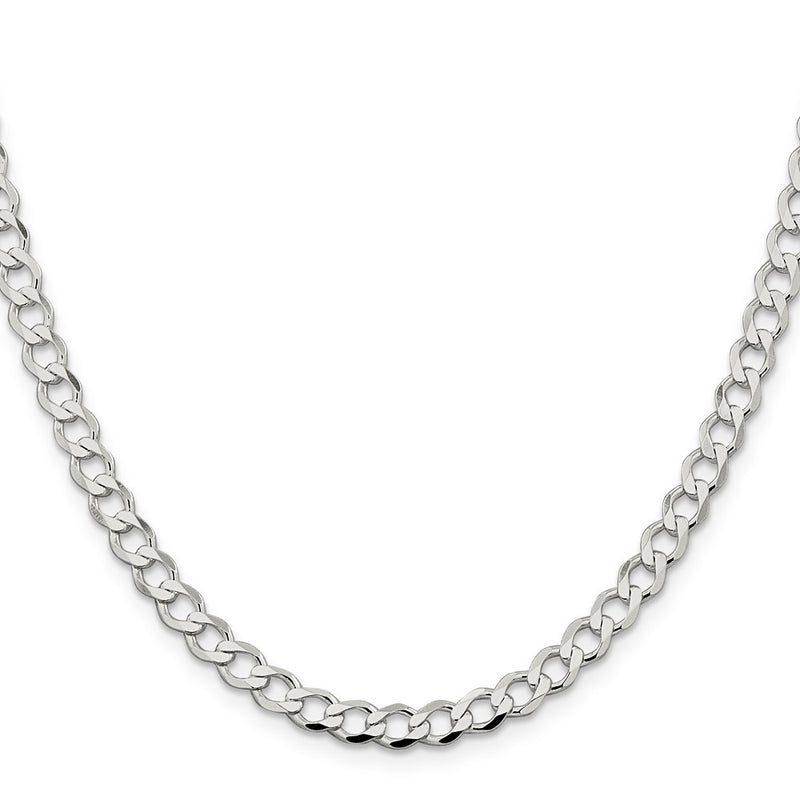16 Inch Sterling Silver 5.3mm Semi-Solid Flat Curb Chain Necklace