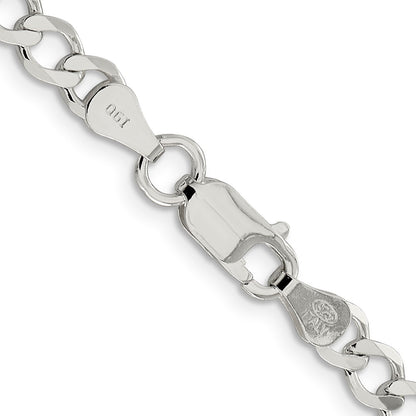 16 Inch Sterling Silver 5.3mm Semi-Solid Flat Curb Chain Necklace