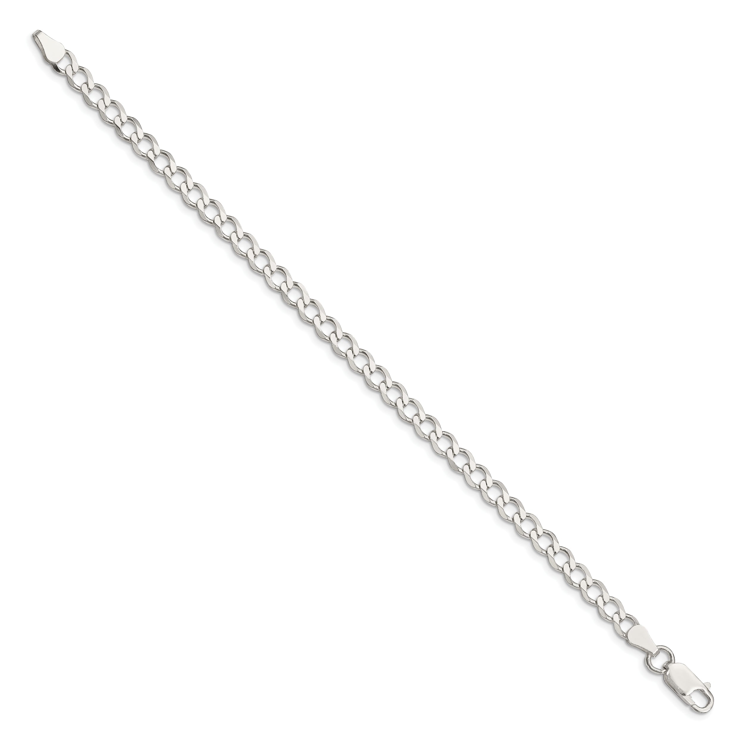 7 Inch Sterling Silver 5.3mm Semi-Solid Flat Curb Chain