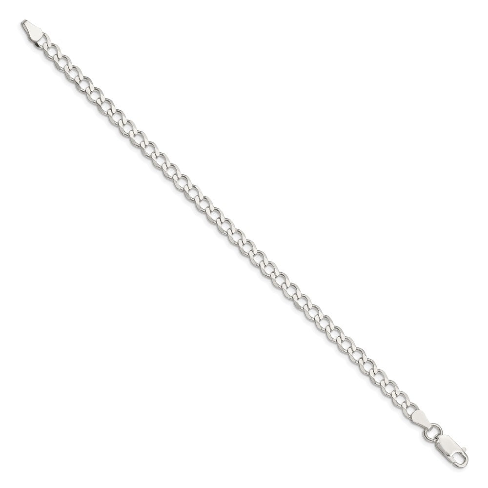 7 Inch Sterling Silver 5.3mm Semi-Solid Flat Curb Chain Bracelet