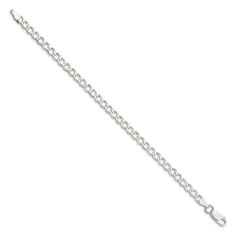 7 Inch Sterling Silver 5.3mm Semi-Solid Flat Curb Chain Bracelet