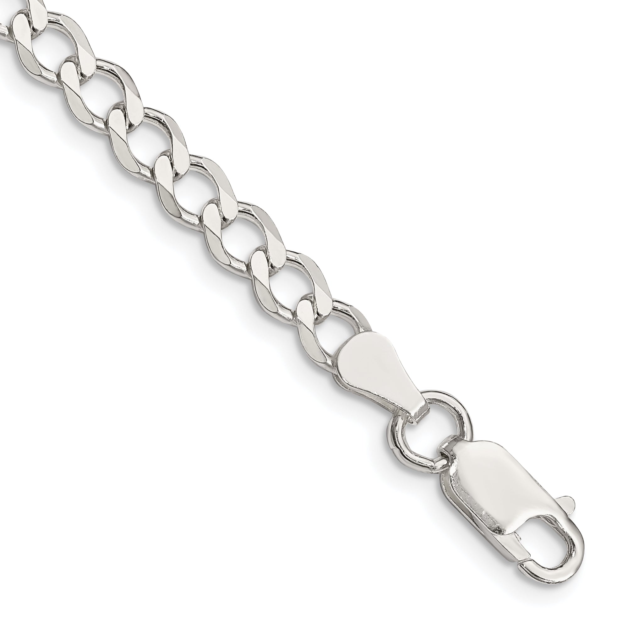 7 Inch Sterling Silver 5.3mm Semi-Solid Flat Curb Chain