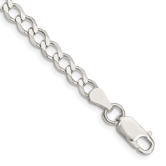 7 Inch Sterling Silver 5.3mm Semi-Solid Flat Curb Chain
