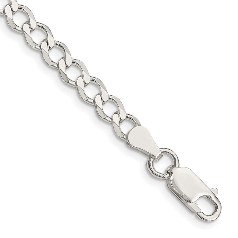 8 Inch Sterling Silver 5.3mm Semi-Solid Flat Curb Chain Bracelet