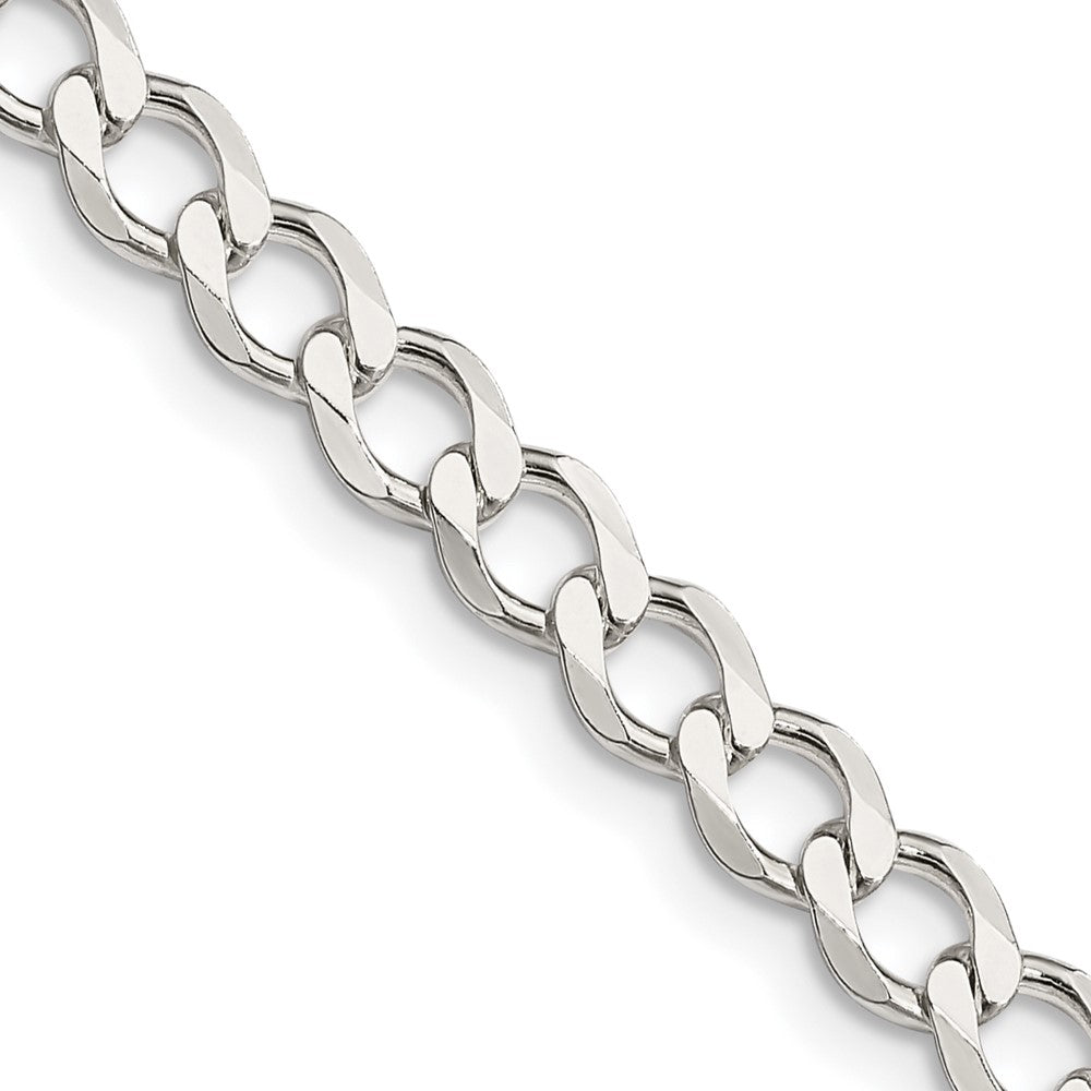 22 Inch Sterling Silver 5.3mm Semi-Solid Flat Curb Chain Necklace