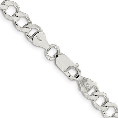 20 Inch Sterling Silver 6.7mm Semi-Solid Flat Curb Chain Necklace