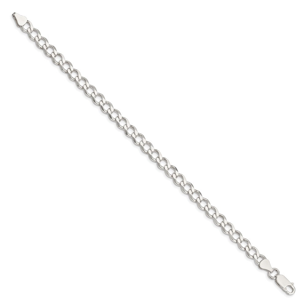 7 Inch Sterling Silver 6.7mm Semi-Solid Flat Curb Chain Bracelet