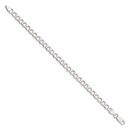 7 Inch Sterling Silver 6.7mm Semi-Solid Flat Curb Chain Bracelet