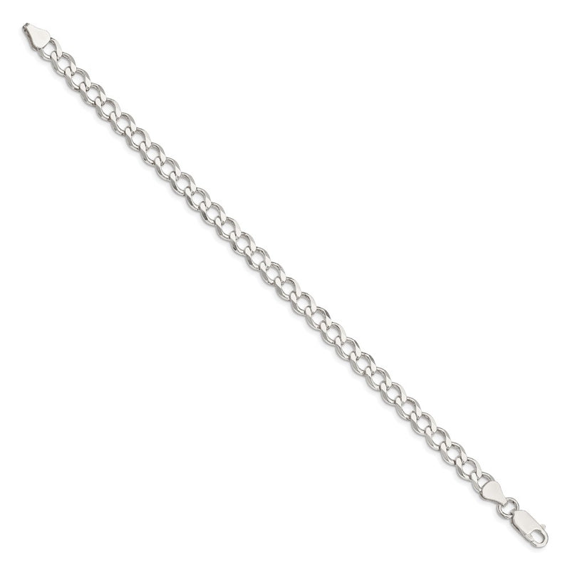 7 Inch Sterling Silver 6.7mm Semi-Solid Flat Curb Chain Bracelet