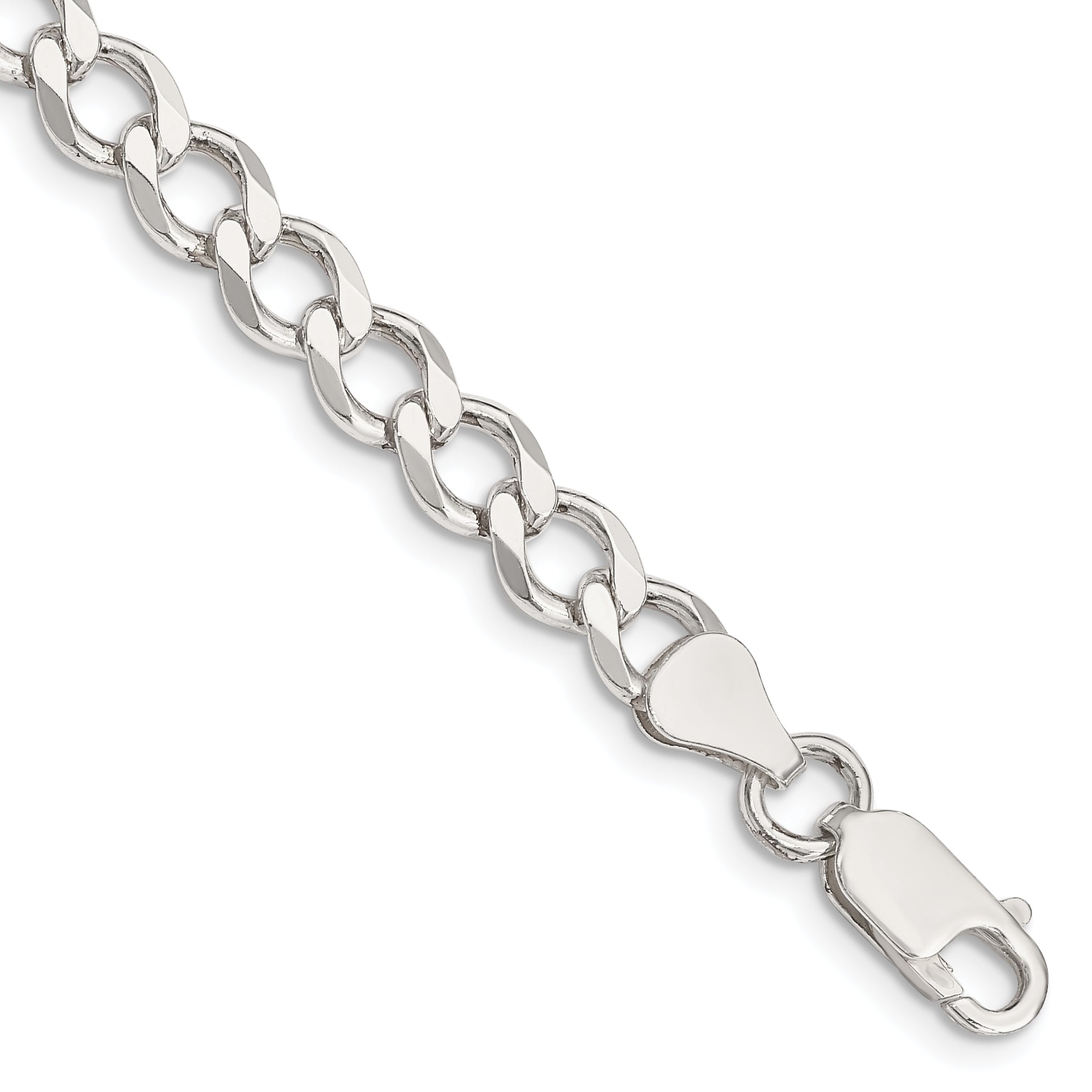 7 Inch Sterling Silver 6.7mm Semi-Solid Flat Curb Chain