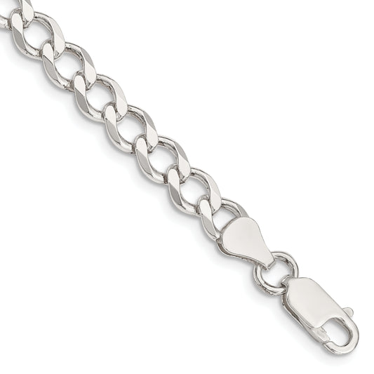 7 Inch Sterling Silver 6.7mm Semi-Solid Flat Curb Chain