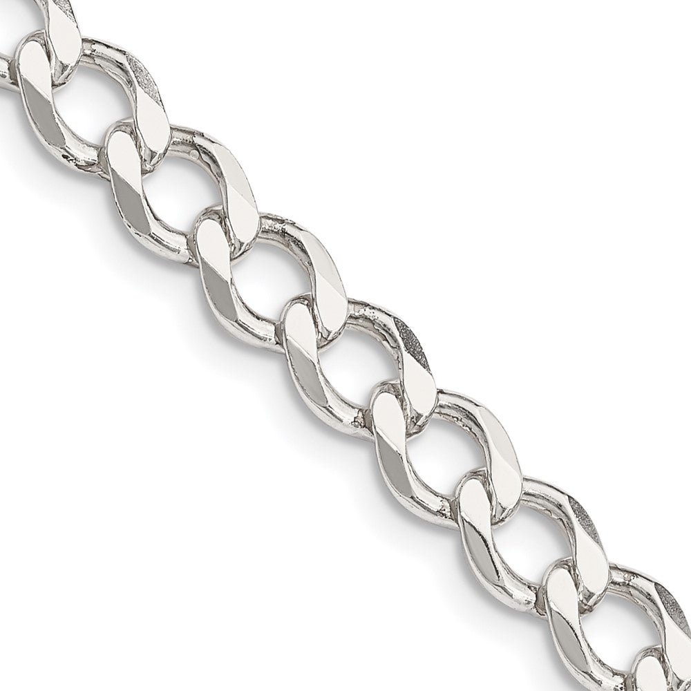 24 Inch Sterling Silver 6.7mm Semi-Solid Flat Curb Chain Necklace