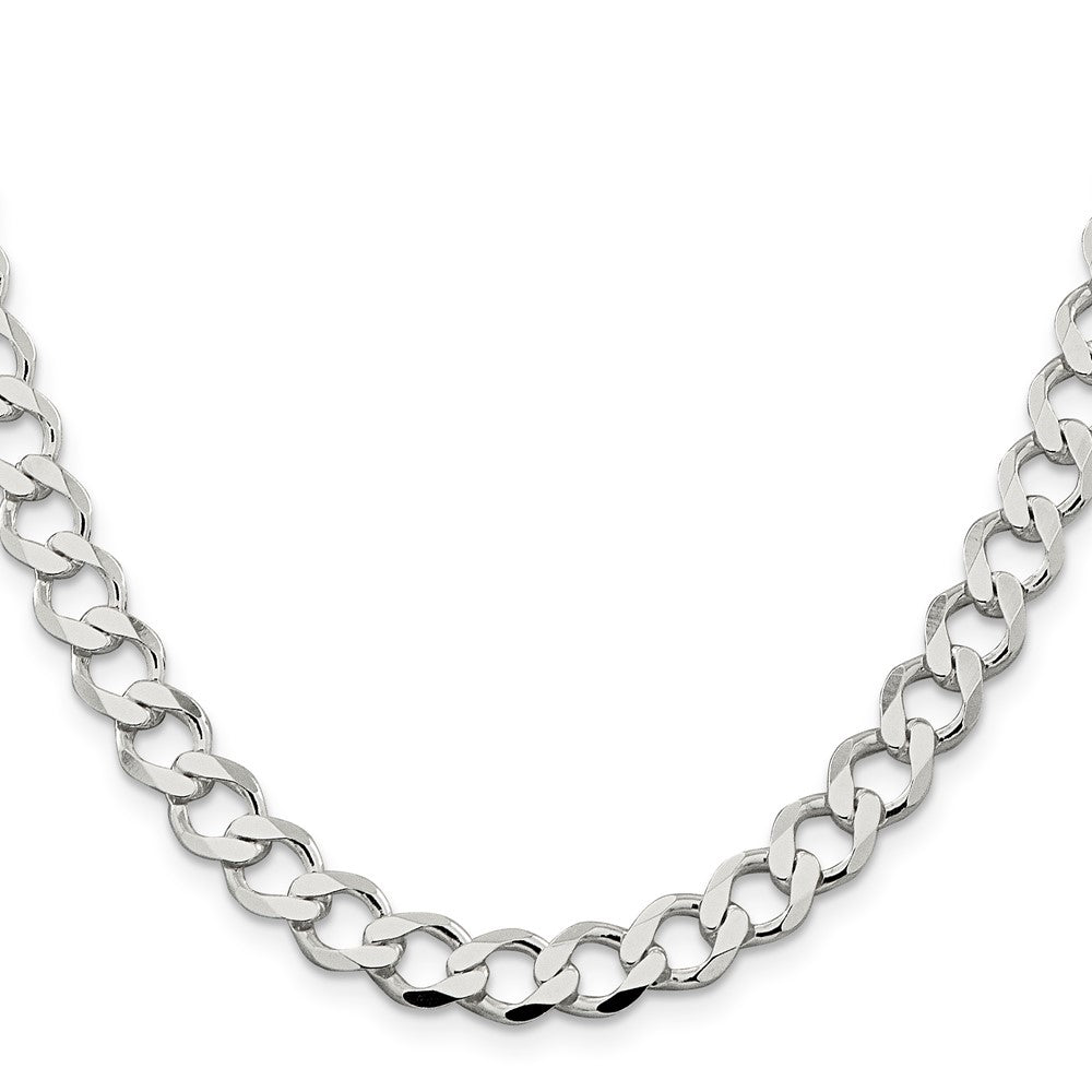 18 Inch Sterling Silver 8.1mm Semi-Solid Flat Curb Chain Necklace