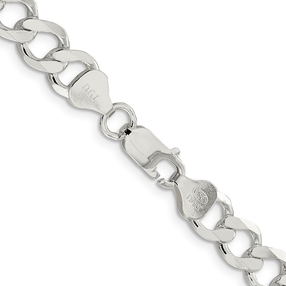 20 Inch Sterling Silver 8.1mm Semi-Solid Flat Curb Chain Necklace
