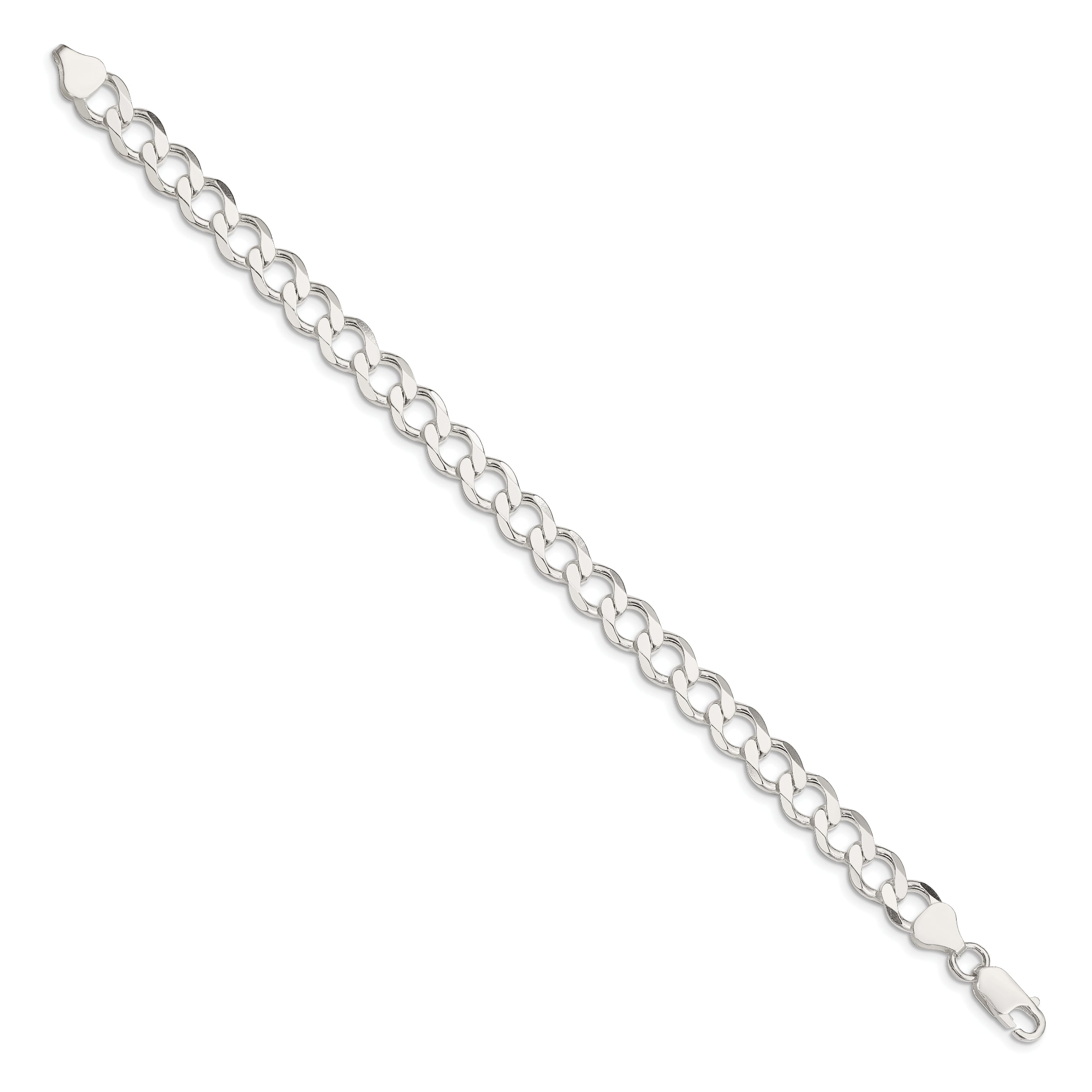 7 Inch Sterling Silver 8.1mm Semi-Solid Flat Curb Chain