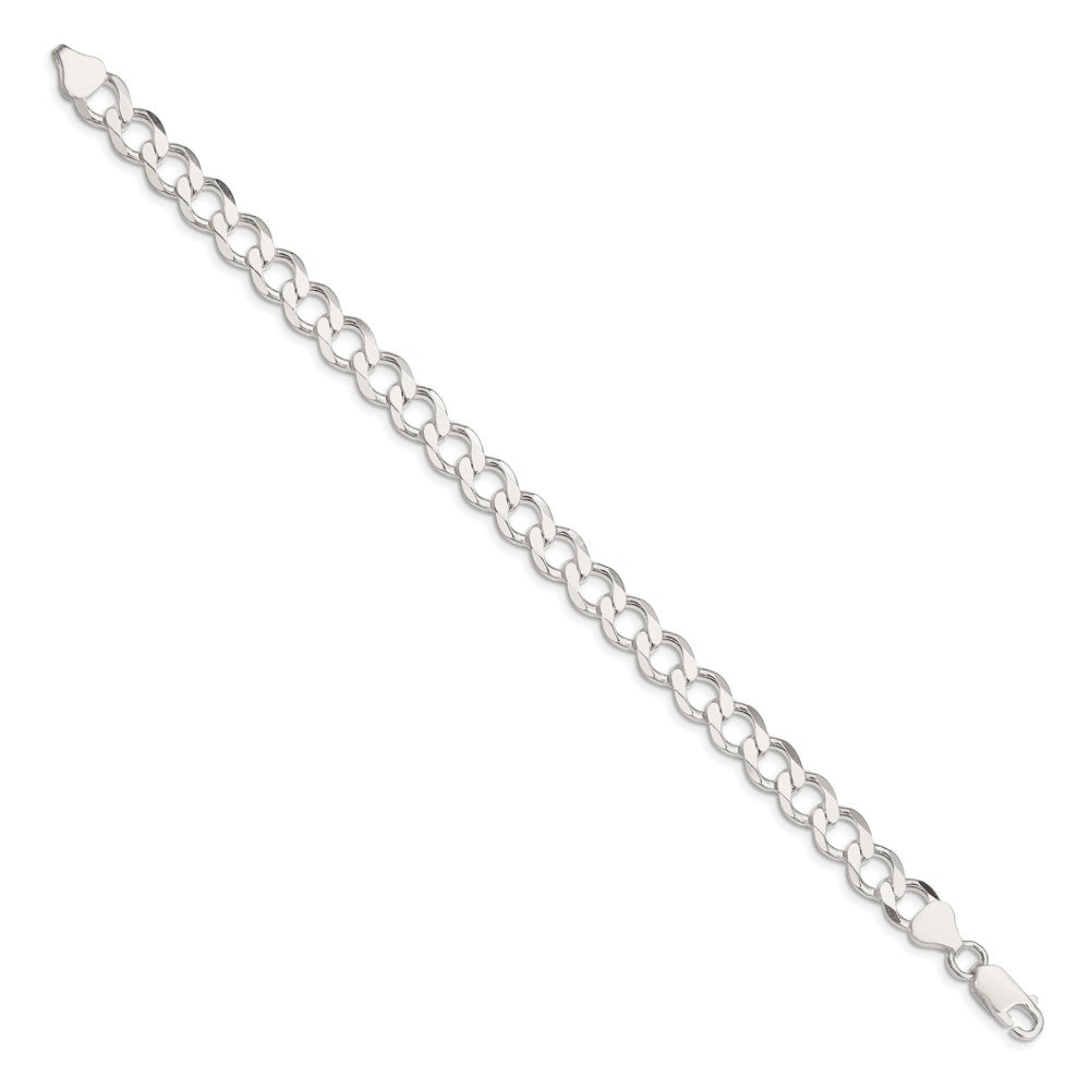 8 Inch Sterling Silver 8.1mm Semi-Solid Flat Curb Chain Bracelet