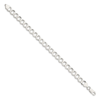 8 Inch Sterling Silver 8.1mm Semi-Solid Flat Curb Chain Bracelet