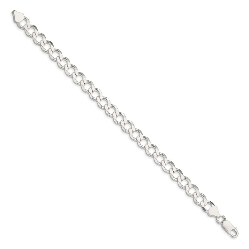 8 Inch Sterling Silver 8.1mm Semi-Solid Flat Curb Chain Bracelet