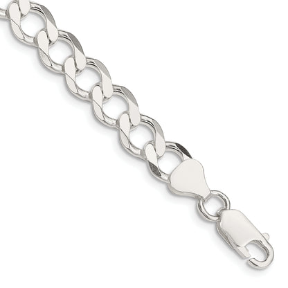 7 Inch Sterling Silver 8.1mm Semi-Solid Flat Curb Chain