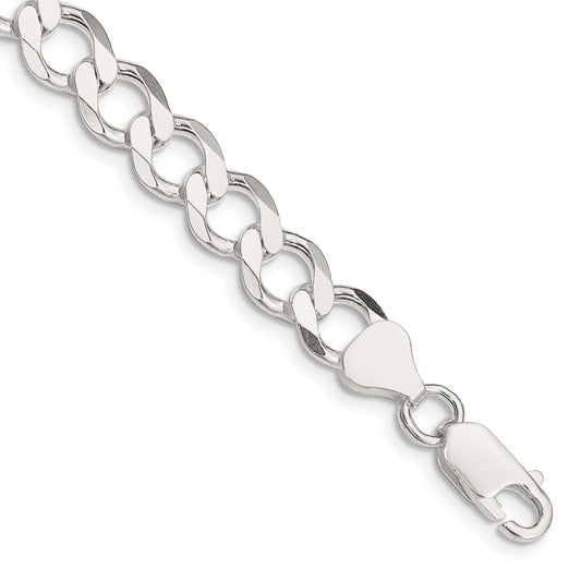 7 Inch Sterling Silver 8.1mm Semi-Solid Flat Curb Chain