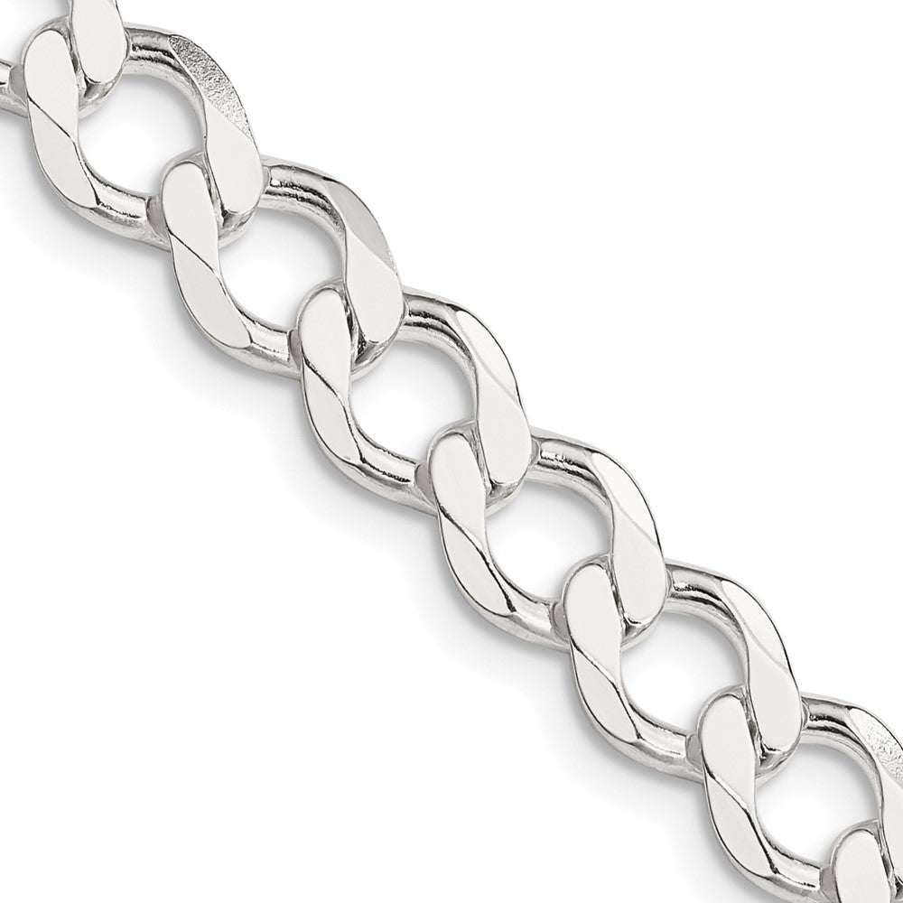 20 Inch Sterling Silver 8.1mm Semi-Solid Flat Curb Chain Necklace