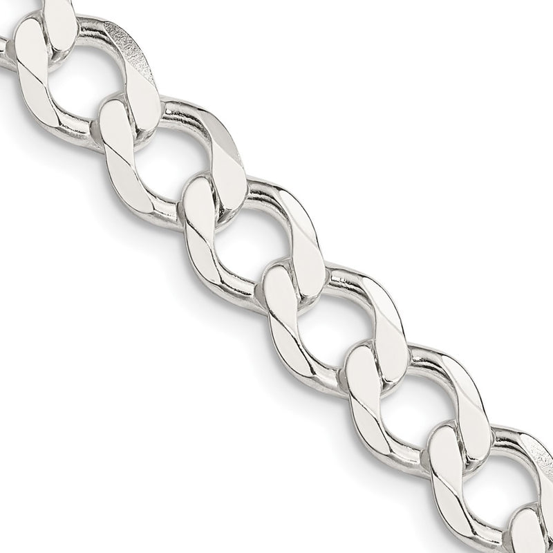 20 Inch Sterling Silver 8.1mm Semi-Solid Flat Curb Chain Necklace