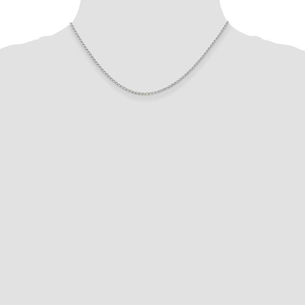 16 Inch Sterling Silver 1.5mm Open Elongated Link Chain Necklace