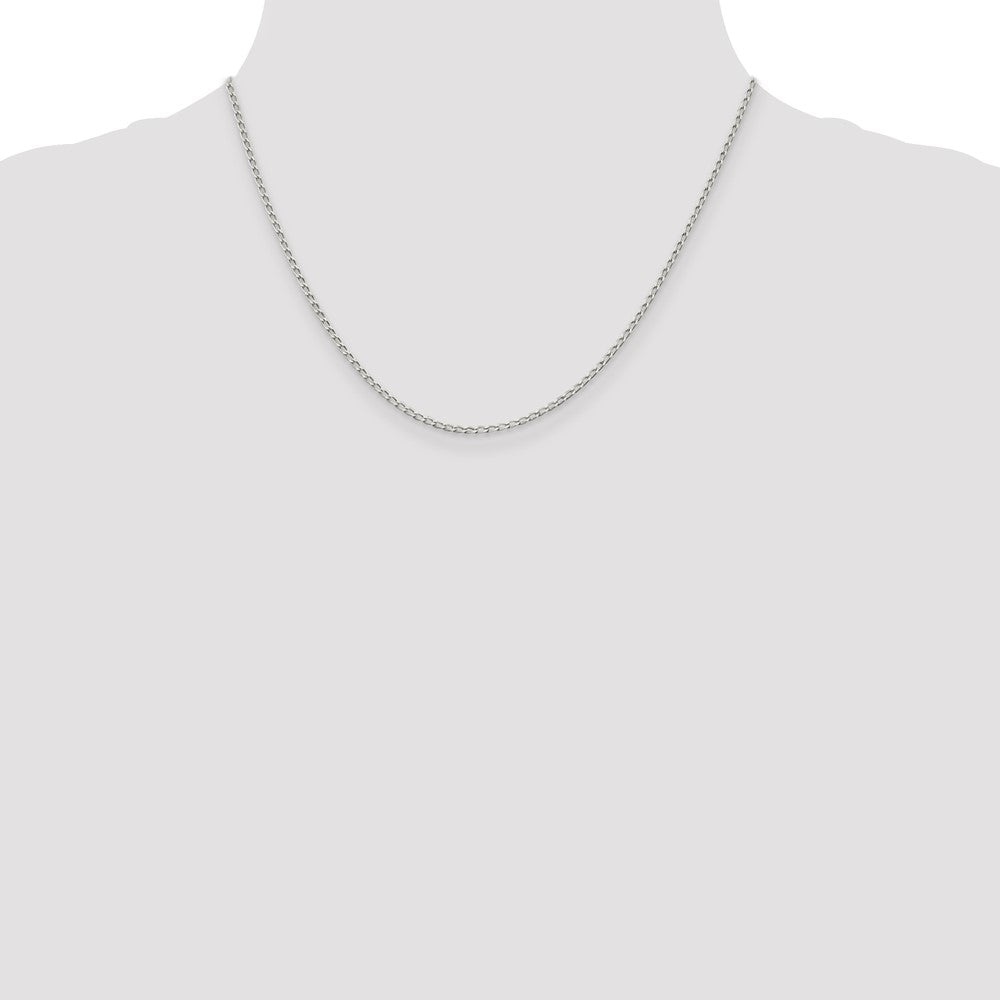 18 Inch Sterling Silver 1.5mm Open Elongated Link Chain Necklace
