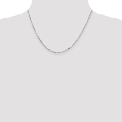 18 Inch Sterling Silver 1.5mm Open Elongated Link Chain Necklace