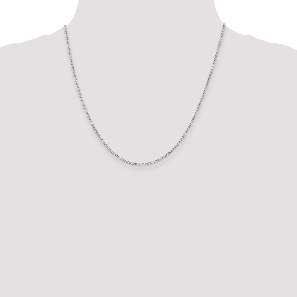 20 Inch Sterling Silver 1.5mm Open Elongated Link Chain Necklace