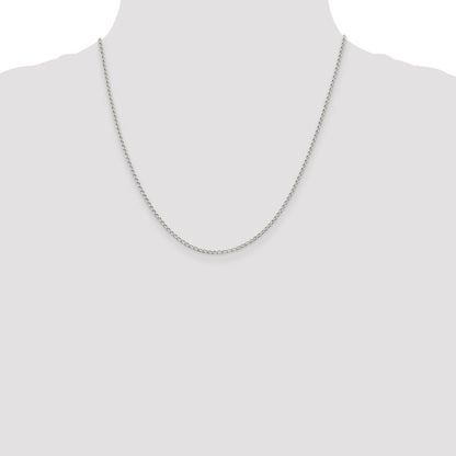 20 Inch Sterling Silver 1.5mm Open Elongated Link Chain Necklace