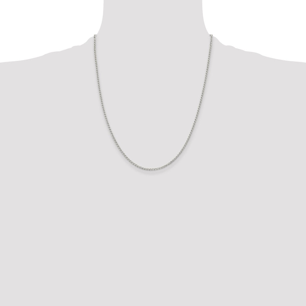 22 Inch Sterling Silver 1.5mm Open Elongated Link Chain Necklace