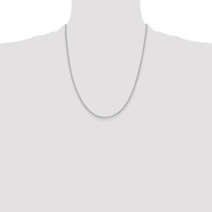 22 Inch Sterling Silver 1.5mm Open Elongated Link Chain Necklace