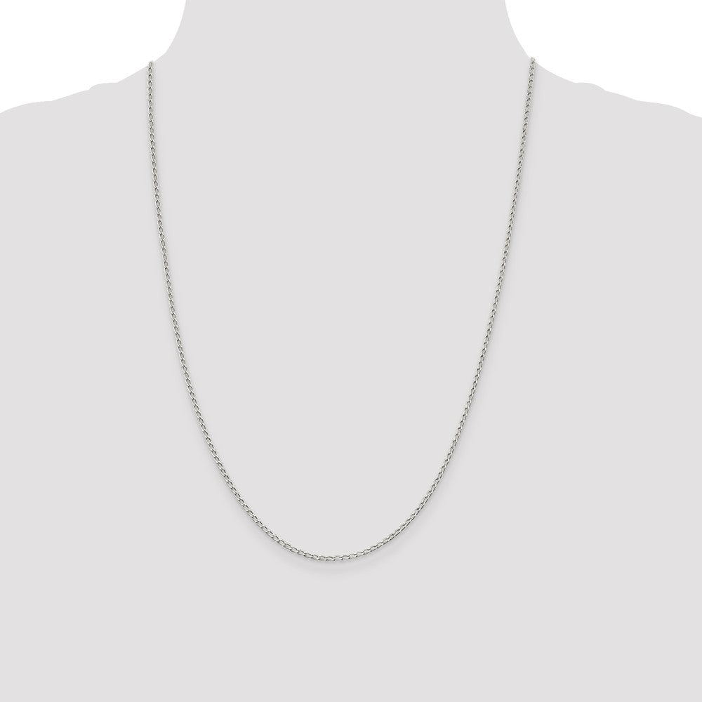 24 Inch Sterling Silver 1.5mm Open Elongated Link Chain Necklace