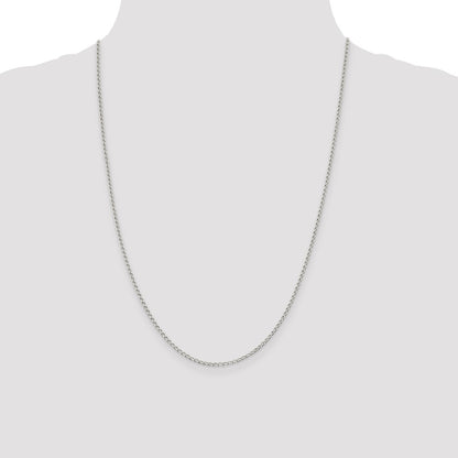 24 Inch Sterling Silver 1.5mm Open Elongated Link Chain Necklace