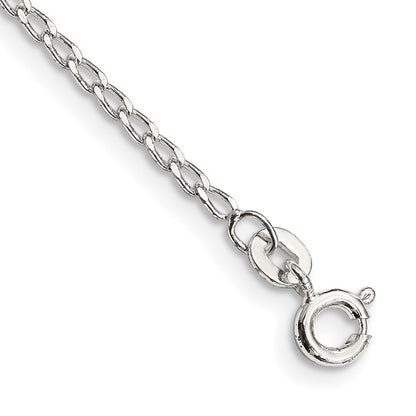 9 Inch Sterling Silver 1.5mm Open Elongated Link Chain Anklet